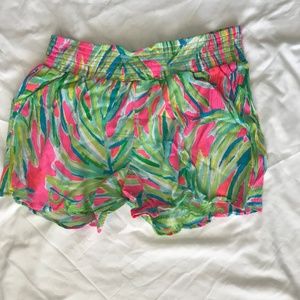 Lilly Pulitzer Pink Tropical Storm Beach Shorts